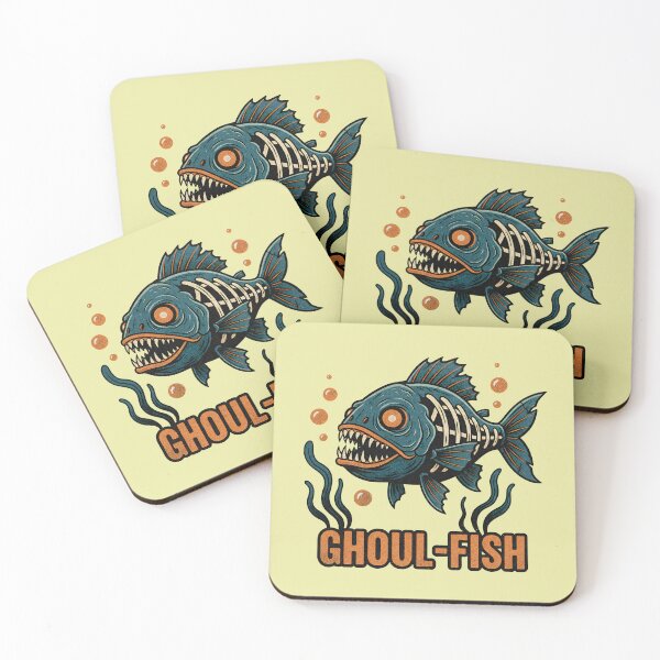 Item preview, Ghoul-Fish Monster Skeleton Piranha | Spooky Undead Aquatic Horror Art designed and sold by Imaginationbeyond.