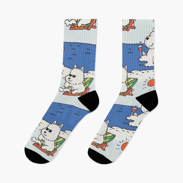 Item preview, Westie Dog Relaxing Beach Pattern designed and sold by Wall Hues.