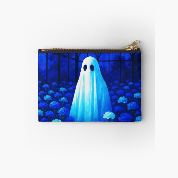 Item preview, Ghost Among Blue-White Carnations – Nighttime Greenhouse Charm designed and sold by EmeraldeaArt.