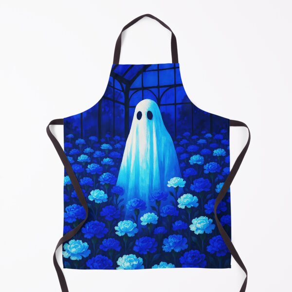 Item preview, Ghost Among Blue-White Carnations – Nighttime Greenhouse Charm designed and sold by EmeraldeaArt.