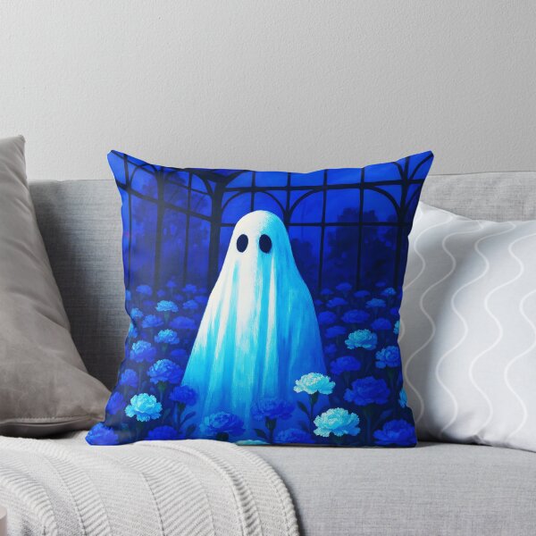 Item preview, Ghost Among Blue-White Carnations – Nighttime Greenhouse Charm designed and sold by EmeraldeaArt.