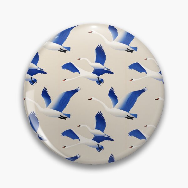 Item preview, Minimalist Risograph Flying Swan Pattern designed and sold by Wall Hues.