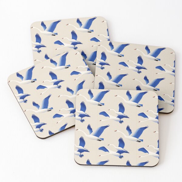 Item preview, Minimalist Risograph Flying Swan Pattern designed and sold by Wall Hues.