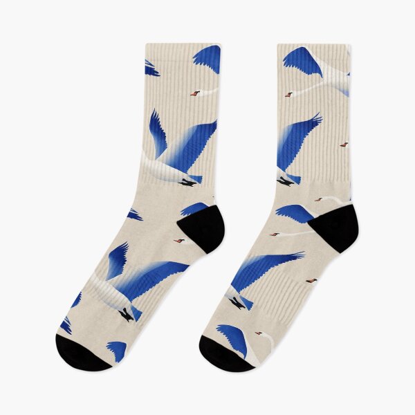 Item preview, Minimalist Risograph Flying Swan Pattern designed and sold by Wall Hues.
