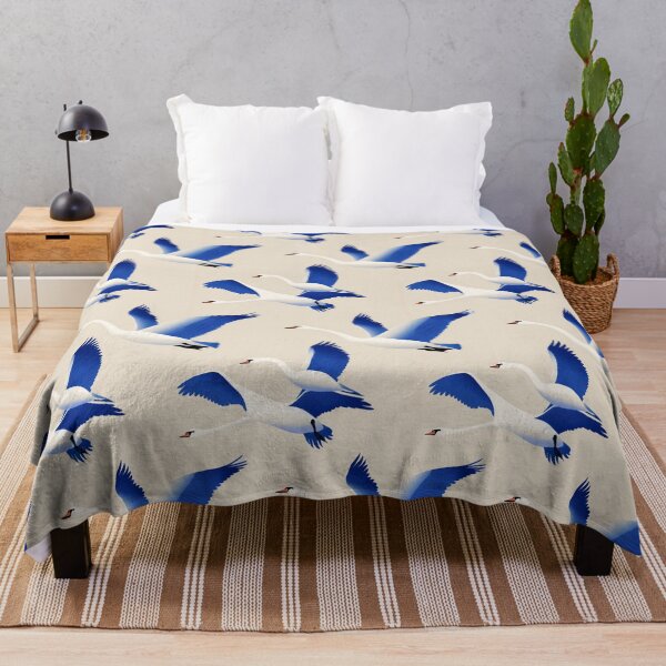 Item preview, Minimalist Risograph Flying Swan Pattern designed and sold by Wall Hues.