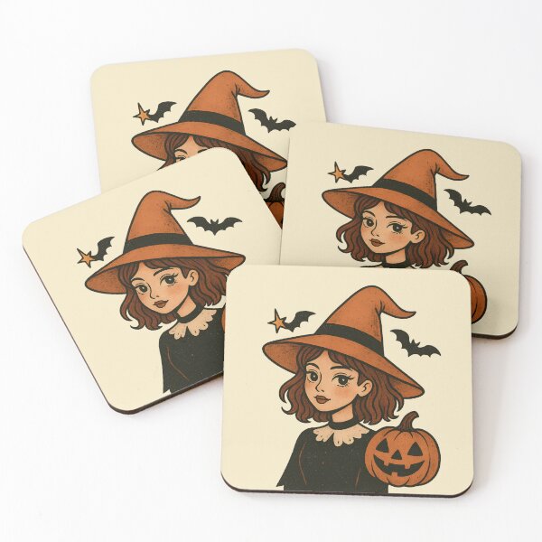 Item preview, Cute Vintage Witch with Jack-O'-Lantern | Retro Halloween Spooky Girl Art designed and sold by Imaginationbeyond.