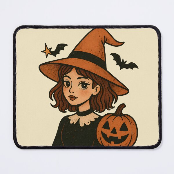 Item preview, Cute Vintage Witch with Jack-O'-Lantern | Retro Halloween Spooky Girl Art designed and sold by Imaginationbeyond.