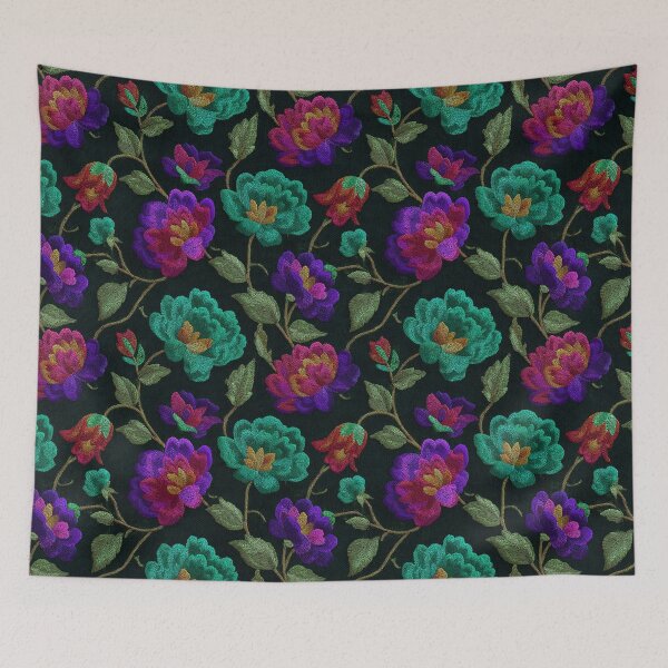 Item preview, Artistic Fresh Floral Embroidery For Boho Decor designed and sold by RoyalStarsPatts.
