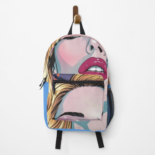 Item preview, Pop art female portrait – Glamorous digital illustration with red lips and retro style designed and sold by Planet Utoppia.