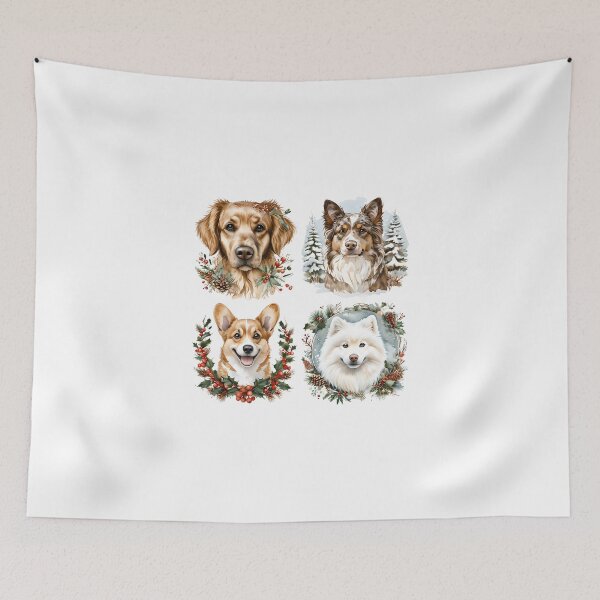 Item preview, Festive Aussie, Retriever, Corgi & Samoyed – Holiday Dogs Design designed and sold by GoxyVision.