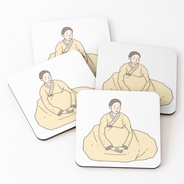 Item preview, Traditional Korean Woman Sitting in Yellow Hanbok Illustration designed and sold by niremme.