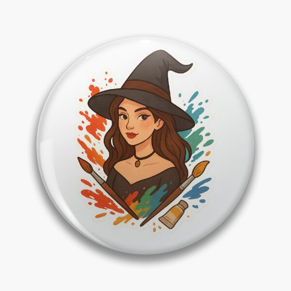 Item preview, Art Witch Sticker – Creative Witch with Paint and Brushes designed and sold by WitchNStick.