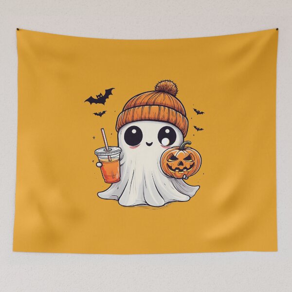 Item preview, Spooky Cute Ghost Girl | Halloween Pumpkin Latte Beanie Fall Graphic | Cozy Autumn Apparel Gift designed and sold by petpuppymania.