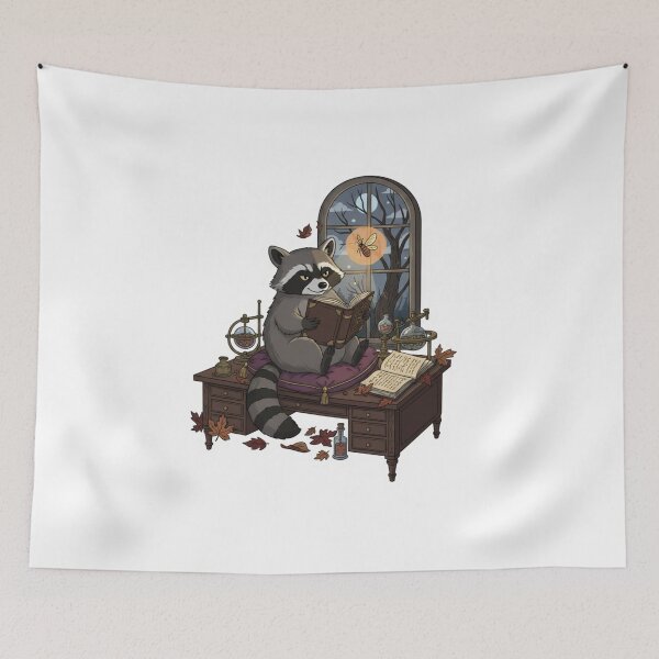 Item preview, The Scholar Raccoon: Mysterious Night Reading Vibe designed and sold by DisignByPrince.