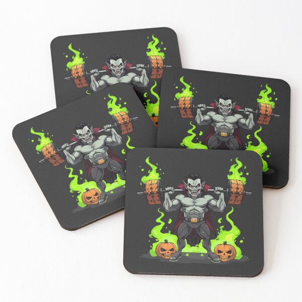 Item preview, Vampire Bodybuilder Lifting Pumpkin Barbell | Spooky Halloween Gym Artwork designed and sold by ColorSplash123.