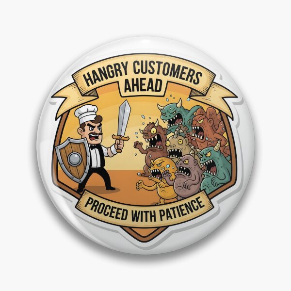 Item preview, Hangry Customers Ahead Proceed With Patience Sticker - Funny Restaurant Sign designed and sold by SewRed.