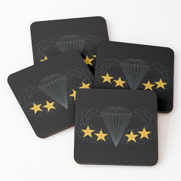 Item preview, Badge - Army - Parachutist - Basic - 4 Combat Star - Black - Metal - 1 X 300 designed and sold by Military Insignia Products.