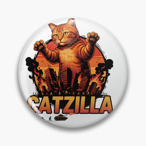 Item preview, Catzilla Giant Cat Godzilla Parody Retro Japanese designed and sold by GizmoDesign.