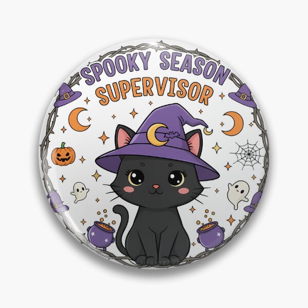 Item preview, Spooky Season Supervisor Halloween Black Cat Witch designed and sold by GizmoDesign.