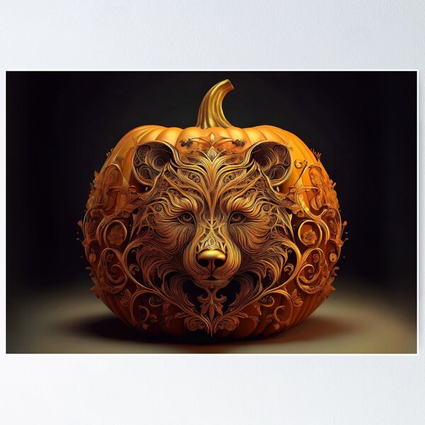 Item preview, The Harvest Guardian Bear | Ornate Autumn Pumpkin Art designed and sold by Englandbear.