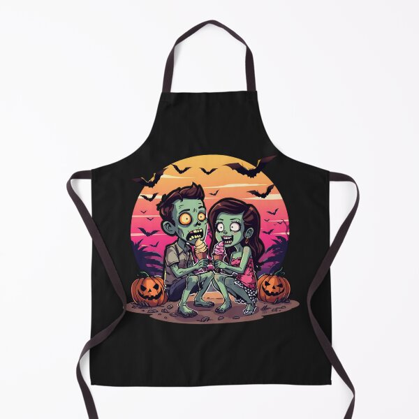 Item preview, Zombie Couple Eating Ice Cream at the Beach | Funny Summer Halloween Artwork designed and sold by ColorSplash123.