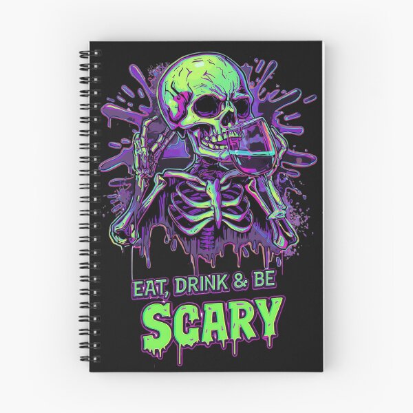 Item preview, Eat, Drink & Be Scary – Neon Skeleton Halloween Design designed and sold by snoezelstudio.