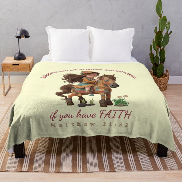 Item preview, Whatever You Ask in Prayer, You Will Receive – Matthew 21:22 | Vintage Christian Girl and Horse Faith Bible Verse Design designed and sold by AmenAlways.