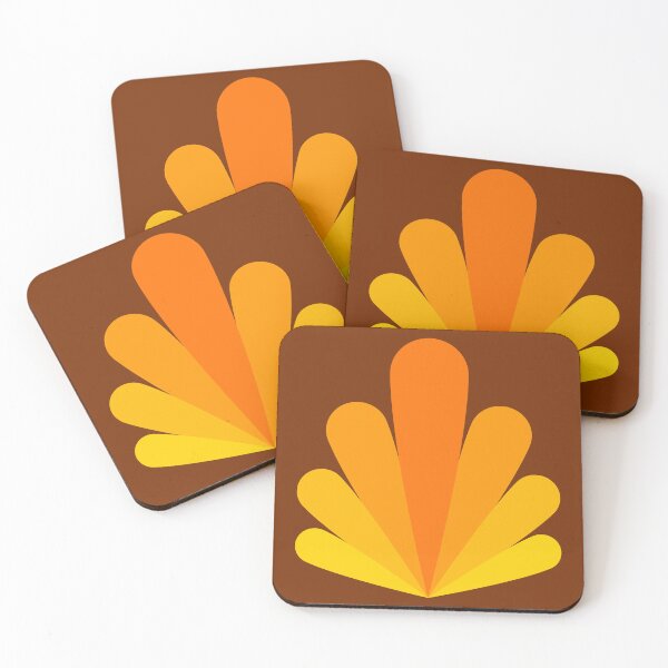 Item preview, Retro 70s abstract orange and yellow autumn leaf designed and sold by Andrew Orchard Design.