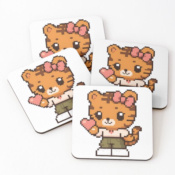 Item preview, Kawaii Tiger Girl Pixel Art – Cute Anime Catgirl Holding Heart, Retro Game Aesthetic designed and sold by OsasChild.