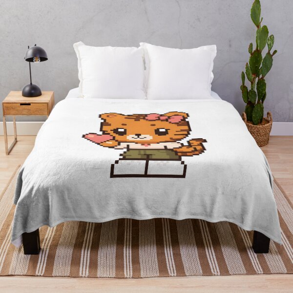 Item preview, Kawaii Tiger Girl Pixel Art – Cute Anime Catgirl Holding Heart, Retro Game Aesthetic designed and sold by OsasChild.