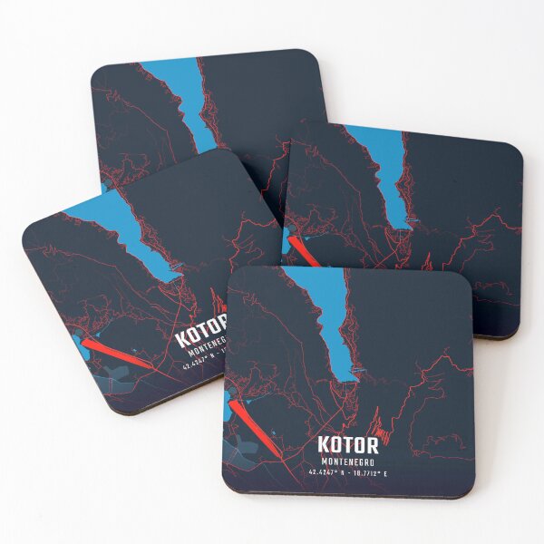 Item preview, Kotor Red & Blue Minimalist Map designed and sold by HomeLivingCo.