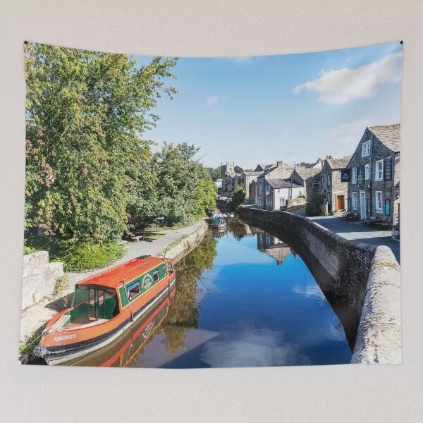 Item preview, Colorful Narrowboat in Tranquil Setting On Skipton Canal, Yorkshire, England designed and sold by Paul Thompson Photography.