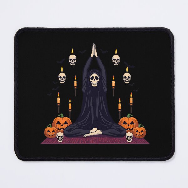Item preview, Grim Reaper Doing Yoga | Funny Halloween Fitness Artwork designed and sold by ColorSplash123.