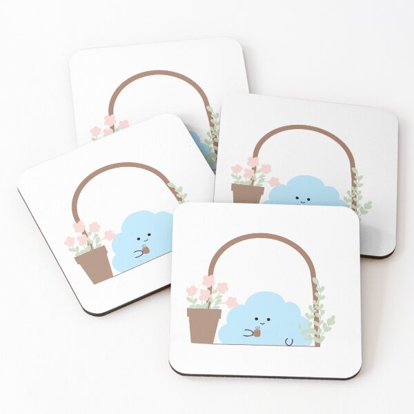 Item preview, Cozy Cloudy with Coffee – Kawaii Relaxing Cloud in Garden designed and sold by happycloudyin.