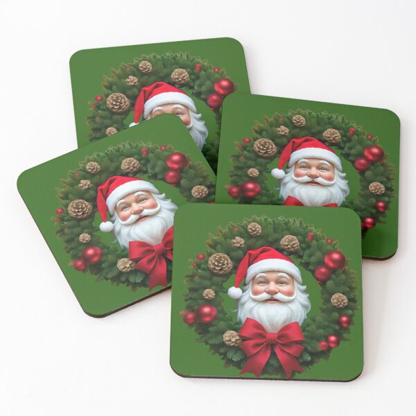Item preview, Christmas Wreath with Happy Santa Claus Face designed and sold by christmas-xmas.