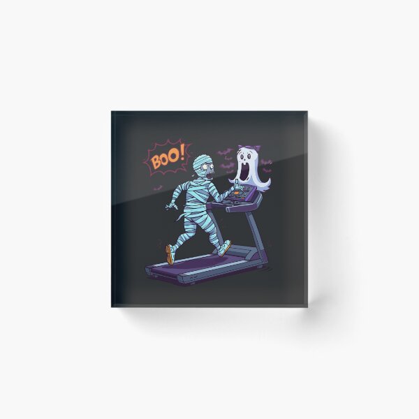 Item preview, Mummy Running on Treadmill | Funny Halloween Gym Cartoon Artwork designed and sold by ColorSplash123.