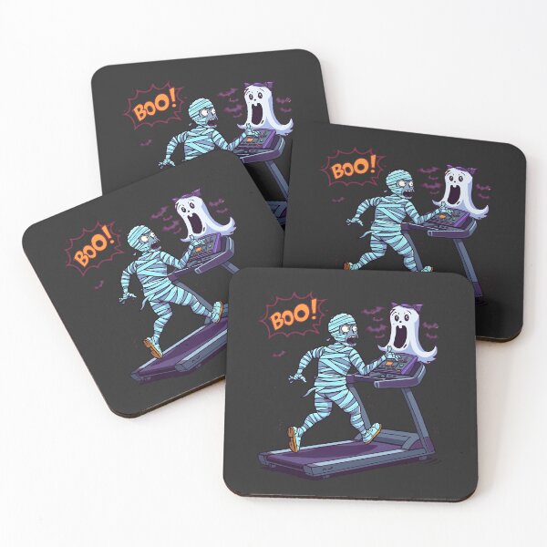 Item preview, Mummy Running on Treadmill | Funny Halloween Gym Cartoon Artwork designed and sold by ColorSplash123.