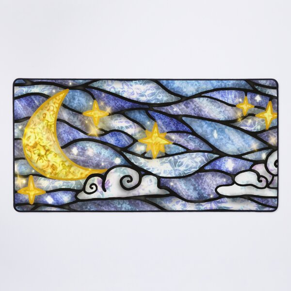Item preview, moon night sky stained glass designed and sold by RipleyDrips.
