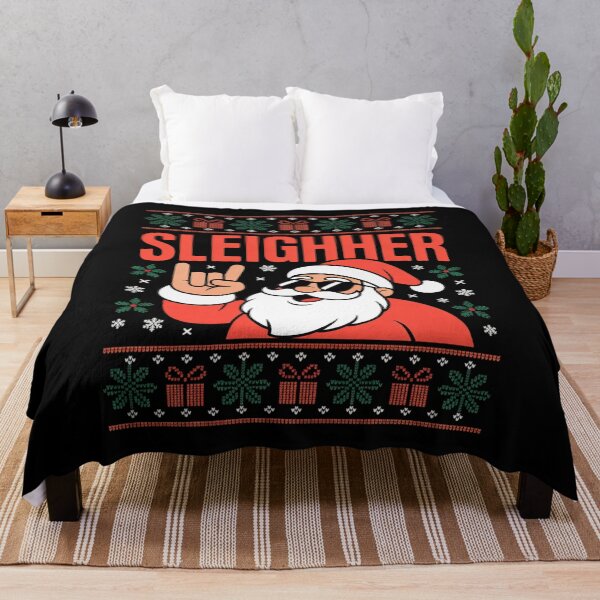 Item preview, Sleigher Heavy Metal Music Hail Santa Ugly Christmas designed and sold by DrewLeuschke.