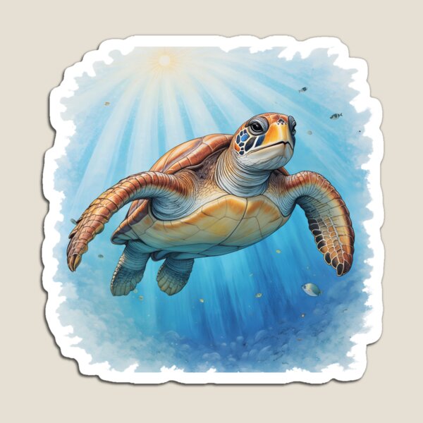 Item preview, Graceful Loggerhead Sea Turtle | Hand-Drawn Colored Pencil Ocean Art designed and sold by BloomStudio1.