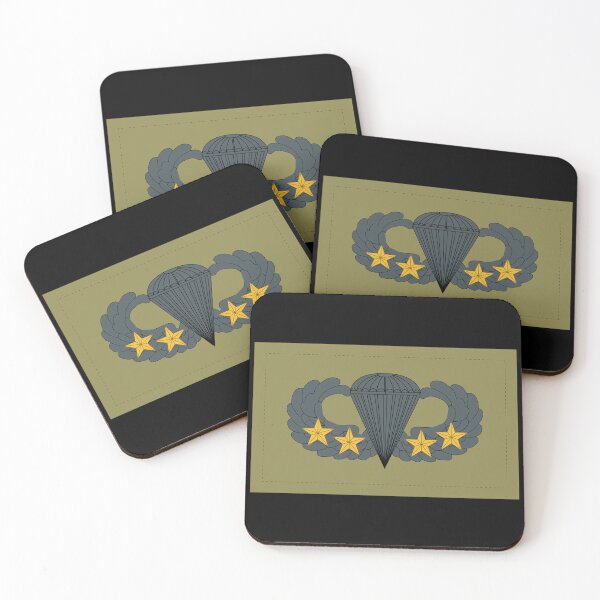 Item preview, Badge - Army - Parachutist - Basic - 4 Combat Star - Subdued X 300 designed and sold by Military Insignia Products.