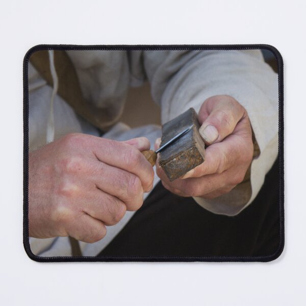 Item preview, Craftsman Sharpening Knife With Whetstone In Workshop: Close-Up Of Focused Hands designed and sold by Nmallia.