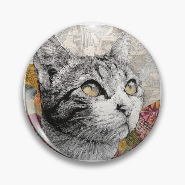 Item preview, Collage Cat Portrait with Golden Eyes designed and sold by idtecss.