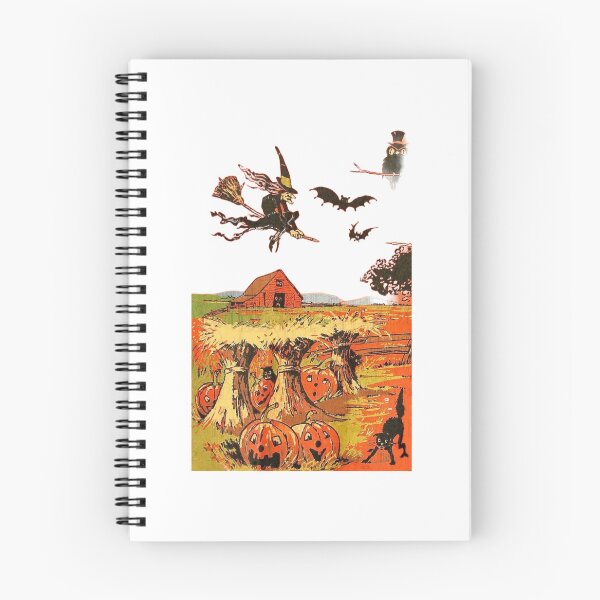 Item preview, Vintage Halloween Witch Flying Over Pumpkin Patch designed and sold by westtricks.