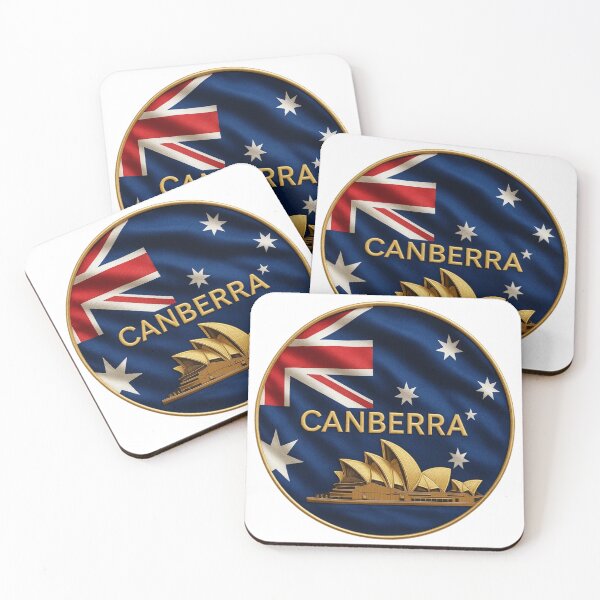 Item preview, Canberra Australia Flag Emblem - Golden Sydney Opera House Design designed and sold by Annika Shurafa.