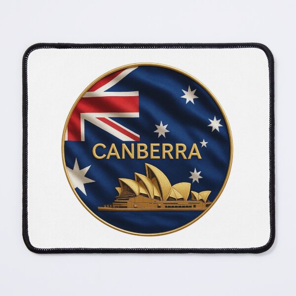 Item preview, Canberra Australia Flag Emblem - Golden Sydney Opera House Design designed and sold by Annika Shurafa.