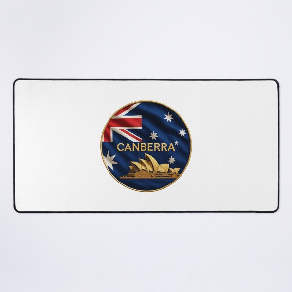 Item preview, Canberra Australia Flag Emblem - Golden Sydney Opera House Design designed and sold by Annika Shurafa.