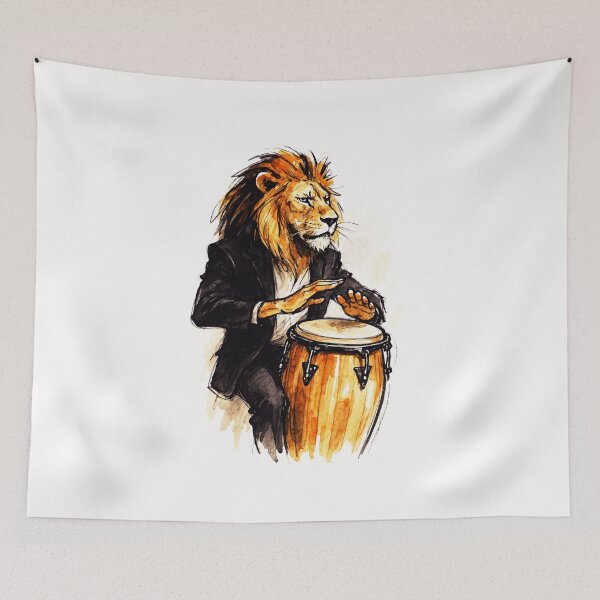 Item preview, Lion Drummer on Conga - Musician vibe designed and sold by Sarcastic designs.