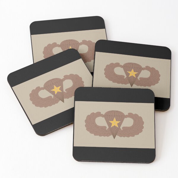 Item preview, Badge - Army - Parachutist - Basic - 5 Combat Star - Subdued - Desert X 300 designed and sold by Military Insignia Products.