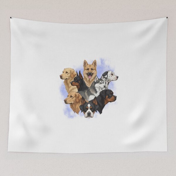 Item preview, My Dear Friends, Merry Christmas, Golden Retriever, Labrador Retriever, German Shepherd, Siberian Husky, Rottweiler, Doberman Pinscher, Boxer, and Dalmatian dog designed and sold by chipmuckdesignn.